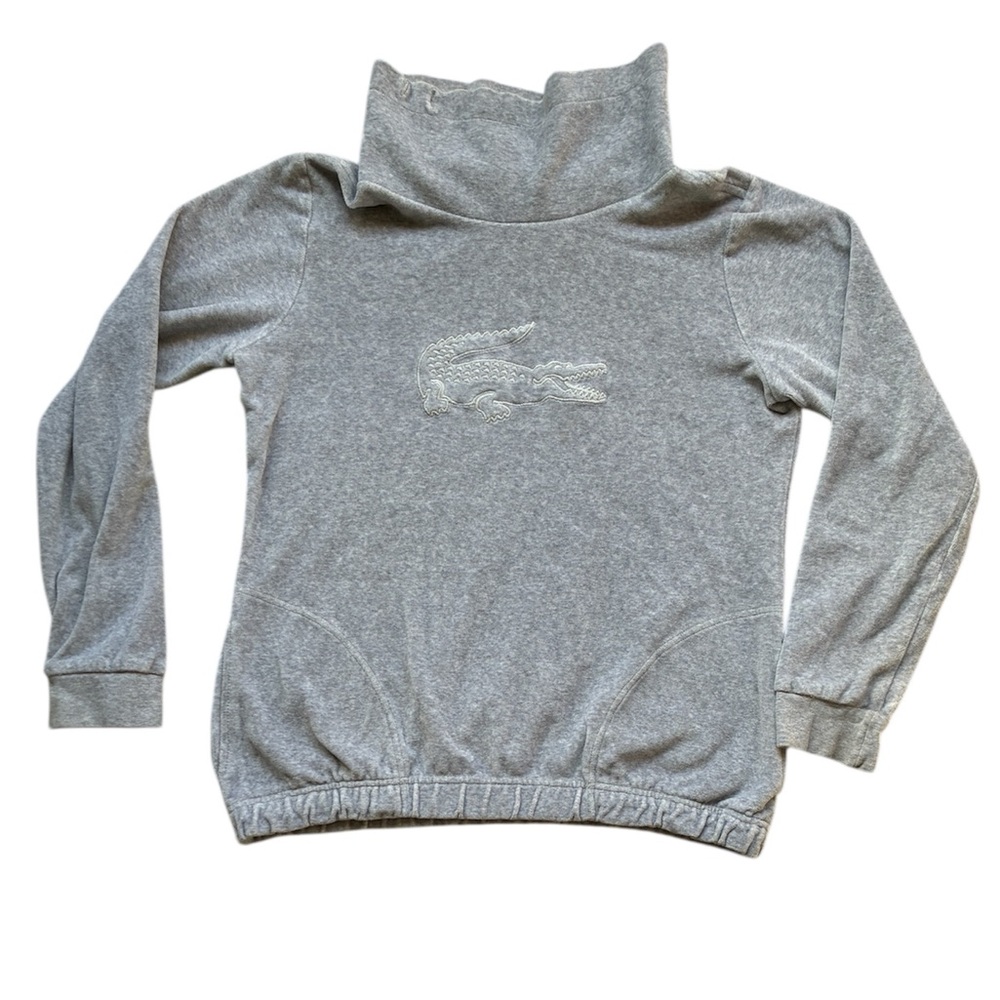 Lacoste Women’s Grey Velour Croc Logo Sweatshirt Size 38